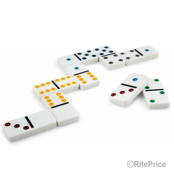Double Six Color Dot Dominoes Set Classic Games SET of 28 Cardinal Games(1 Pack) - Picture 7 of 8